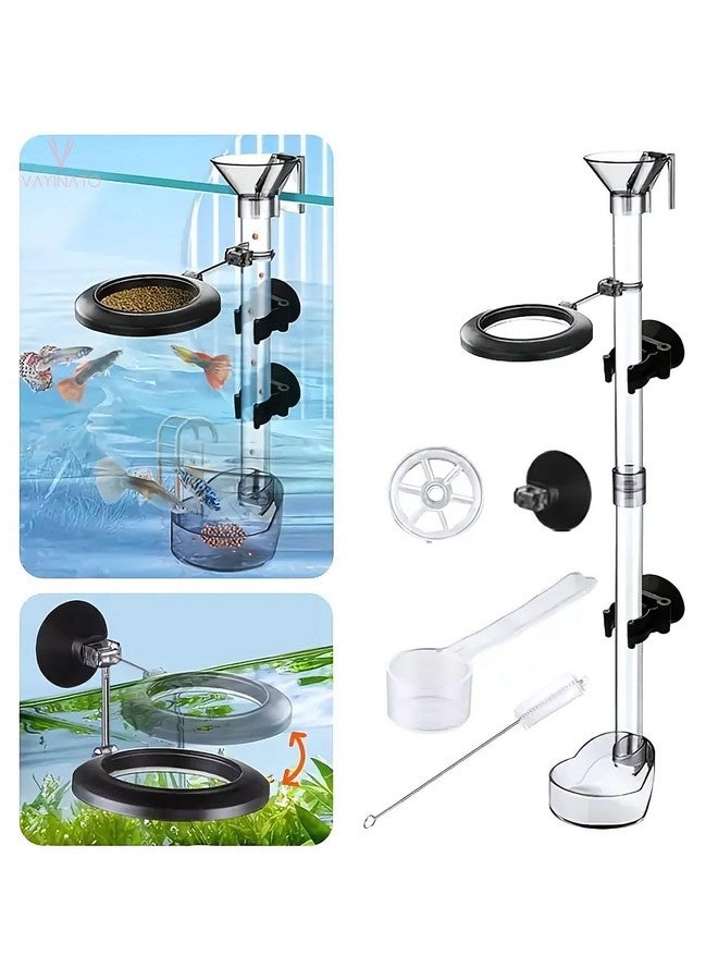 VAYINATO فايناتو بلاستيك، 2 في 1 مغذي متعدد الوظائف للأسماك والروبيان العائم والغارق | طول مناسب لأي حوض ارتفاع | نوع تعليق | مجموعة تنظيف وتغذية متضمنة، 30 × 6 × 5 سم - Image 1