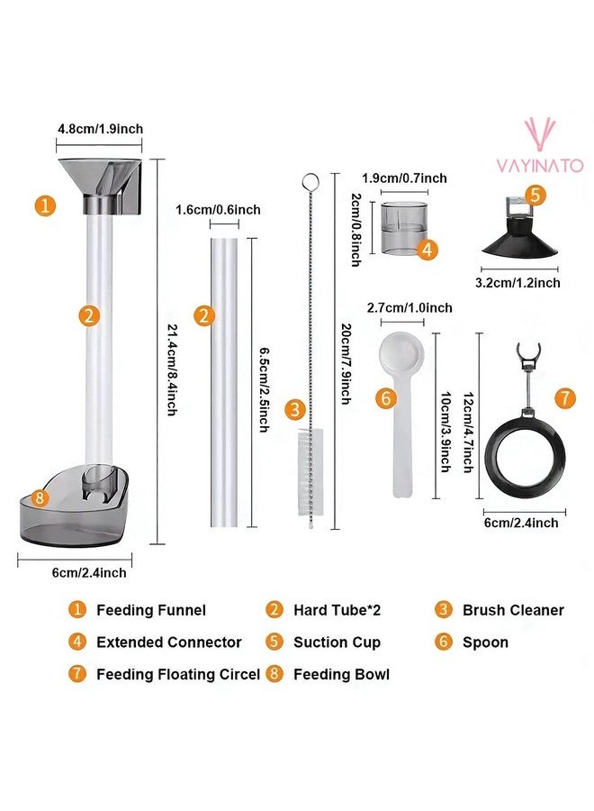 VAYINATO فايناتو بلاستيك، 2 في 1 مغذي متعدد الوظائف للأسماك والروبيان العائم والغارق | طول مناسب لأي حوض ارتفاع | نوع تعليق | مجموعة تنظيف وتغذية متضمنة، 30 × 6 × 5 سم - Image 2