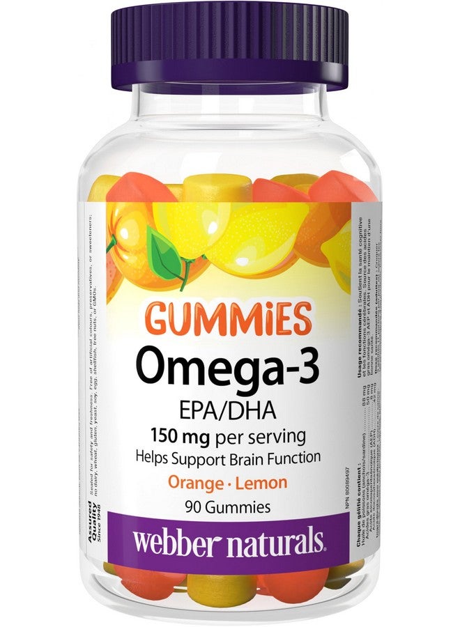 Webber naturals جومي أوميغا-3 من ويبر ناتشورالز 50 ملغ EPA/DHA · EPA/DHA، برتقال · كرز · ليمون، 90 جومي - Image 1