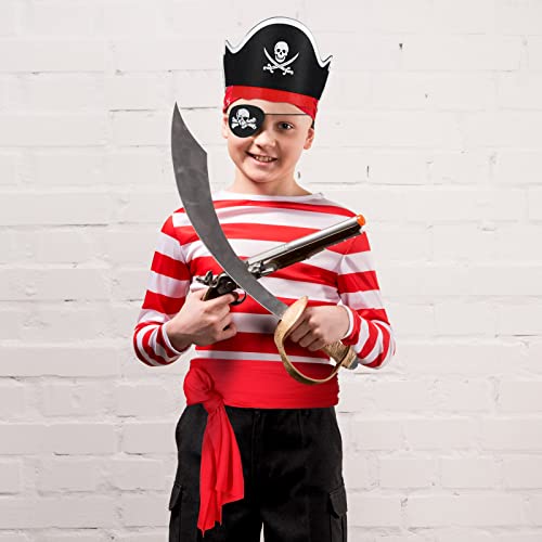 Vicenpal 6 Pieces Captain Pirate Costume Accessories Set, 2 Pcs Kids Pirate Eye Patches 2 Pcs Sash Belt 2 Captain Hat for Boys Girls Halloween Role Play Party - Image 5