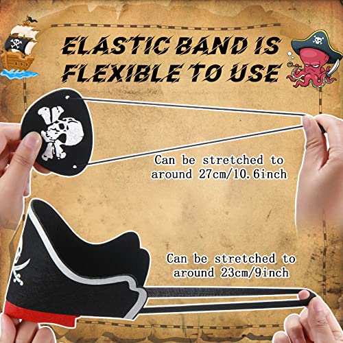 Vicenpal 6 Pieces Captain Pirate Costume Accessories Set, 2 Pcs Kids Pirate Eye Patches 2 Pcs Sash Belt 2 Captain Hat for Boys Girls Halloween Role Play Party - Image 4