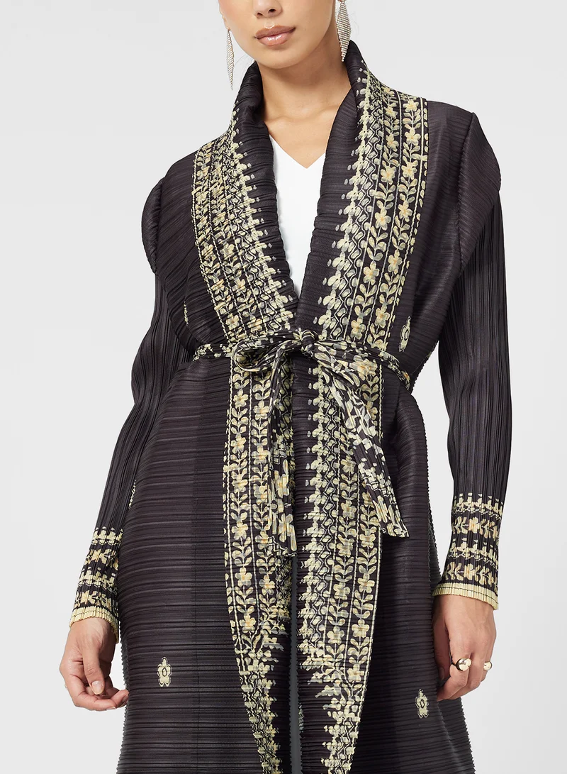 خزانة Textured Abaya With Print