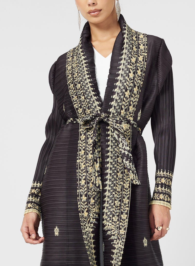 Khizana Textured Abaya With Print - Image 3