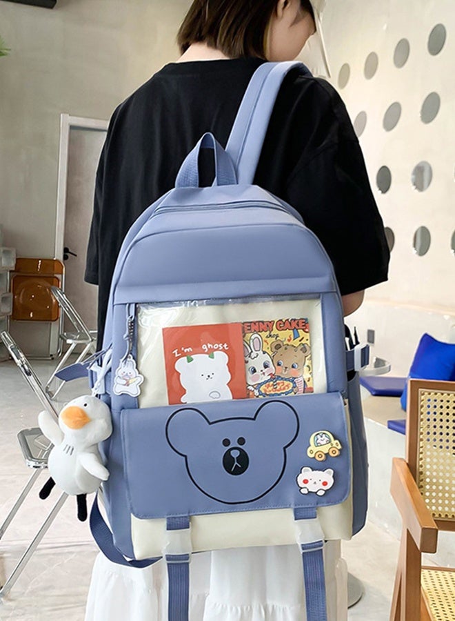 DUNISO 5PCS Kids School Backpack Set Canvas Laptop School Bag Sets for Kids with Tote Bag,Shoulder Bag,Pencil Box,Small Bag ,Large-capacity Bookbag for Girls Boys Back to School Supplies - Image 4