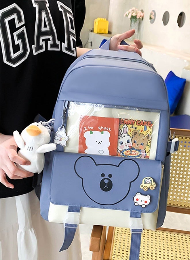 DUNISO 5PCS Kids School Backpack Set Canvas Laptop School Bag Sets for Kids with Tote Bag,Shoulder Bag,Pencil Box,Small Bag ,Large-capacity Bookbag for Girls Boys Back to School Supplies - Image 3