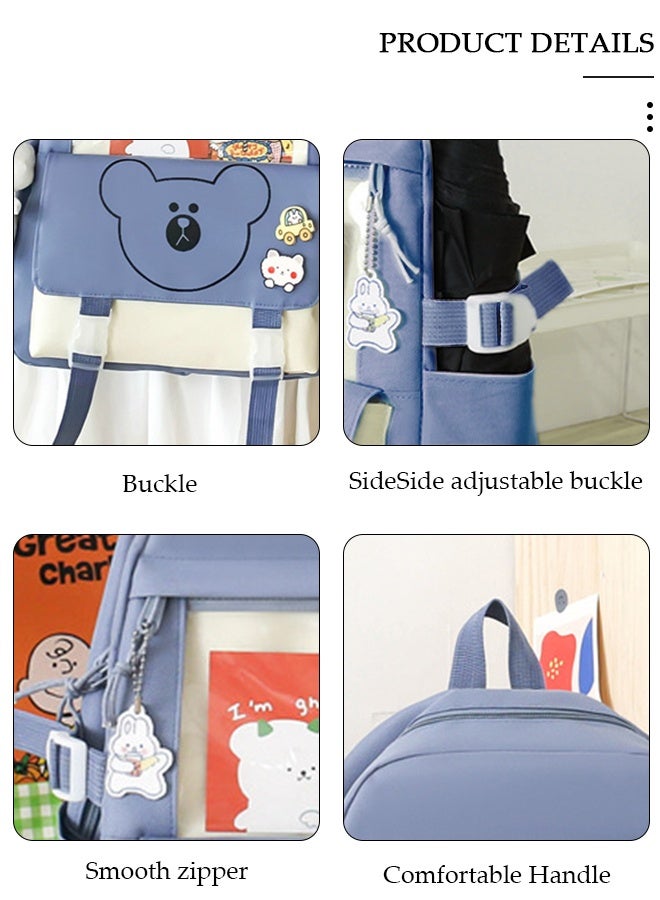 DUNISO 5PCS Kids School Backpack Set Canvas Laptop School Bag Sets for Kids with Tote Bag,Shoulder Bag,Pencil Box,Small Bag ,Large-capacity Bookbag for Girls Boys Back to School Supplies - Image 5