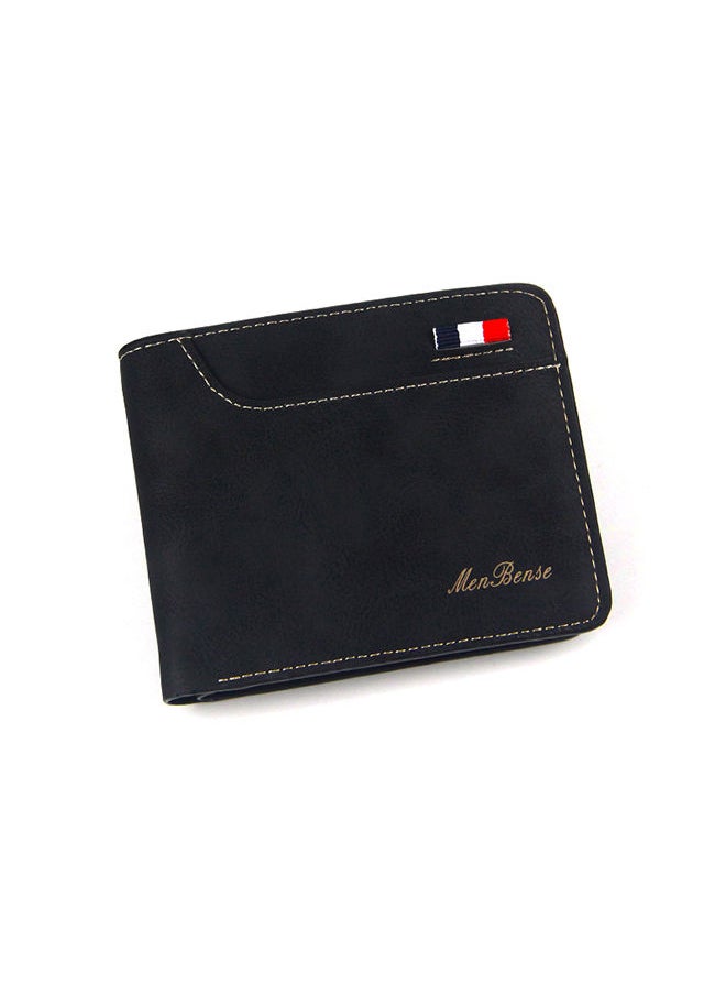 MenBense - Men's Stylish Short Wallet PU Leather Card Bag with Zipper 12*9*2cm - Image 1