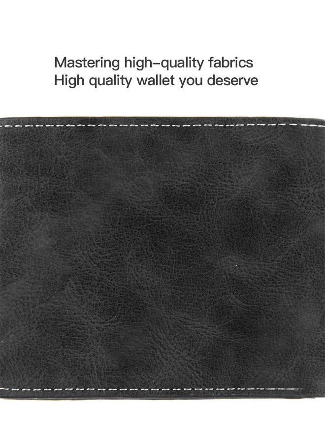 MenBense - Men's Stylish Short Wallet PU Leather Card Bag with Zipper 12*9*2cm - Image 1