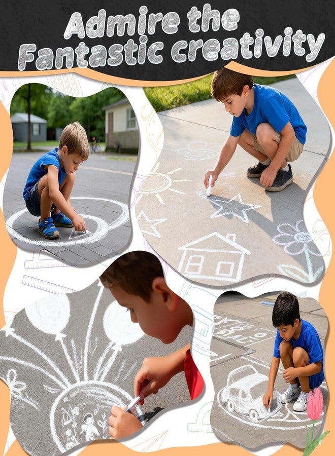 JUN-ELECTRON Washable Sidewalk Chalks Set, Non-Toxic Chalk Paint Bulk for teacher, Oversized Colored Chalk for Painting on Chalkboard, Chalk Pavement and Outdoor Art Play (White-48pcs) - Image 3
