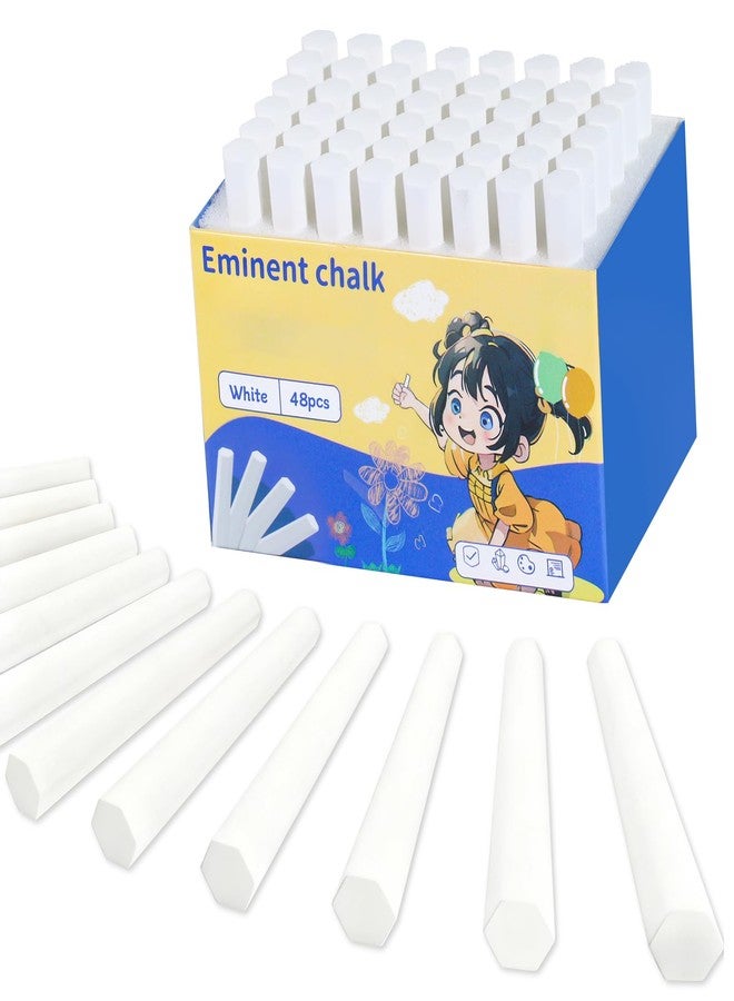 JUN-ELECTRON Washable Sidewalk Chalks Set, Non-Toxic Chalk Paint Bulk for teacher, Oversized Colored Chalk for Painting on Chalkboard, Chalk Pavement and Outdoor Art Play (White-48pcs) - Image 1