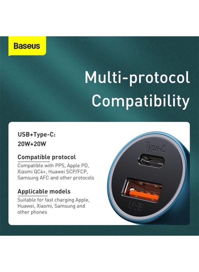 Baseus Car Charger 40W USB-C Adapter, PD 3.0 QC 4.0 Phone Fast Charging With Type-C to Lightning (1M) Cable Compatible For iPhone 14 Pro Max/14 Plus/14 Pro/14/13/12/11/Xs, iPad Pro and Type C Mobile Devices Blue - Image 4