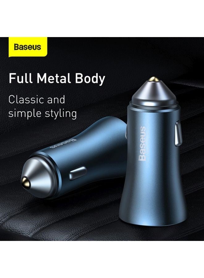 Baseus Car Charger 40W USB-C Adapter, PD 3.0 QC 4.0 Phone Fast Charging With Type-C to Lightning (1M) Cable Compatible For iPhone 14 Pro Max/14 Plus/14 Pro/14/13/12/11/Xs, iPad Pro and Type C Mobile Devices Blue - Image 5