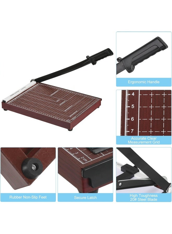 MileMelo A4 Paper Cutter Paper Guillotine Cutter Cut Cardboard 12x10inch Heavy-duty Metal Base for School,Home,Office Brown - Image 4