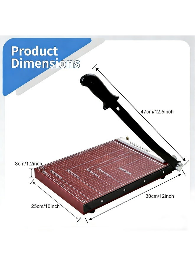 MileMelo A4 Paper Cutter Paper Guillotine Cutter Cut Cardboard 12x10inch Heavy-duty Metal Base for School,Home,Office Brown - Image 3