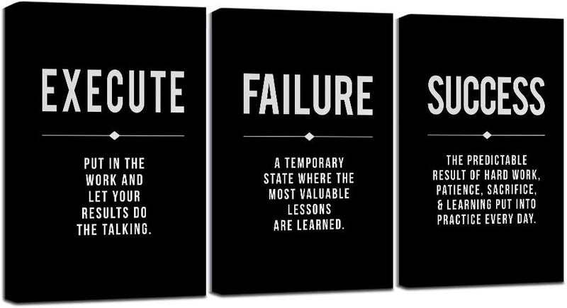 BPA Framed Canvas Wall Art - Motivational Quotes Set - Image 1