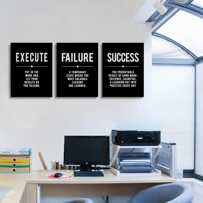 BPA Framed Canvas Wall Art - Motivational Quotes Set - Image 3