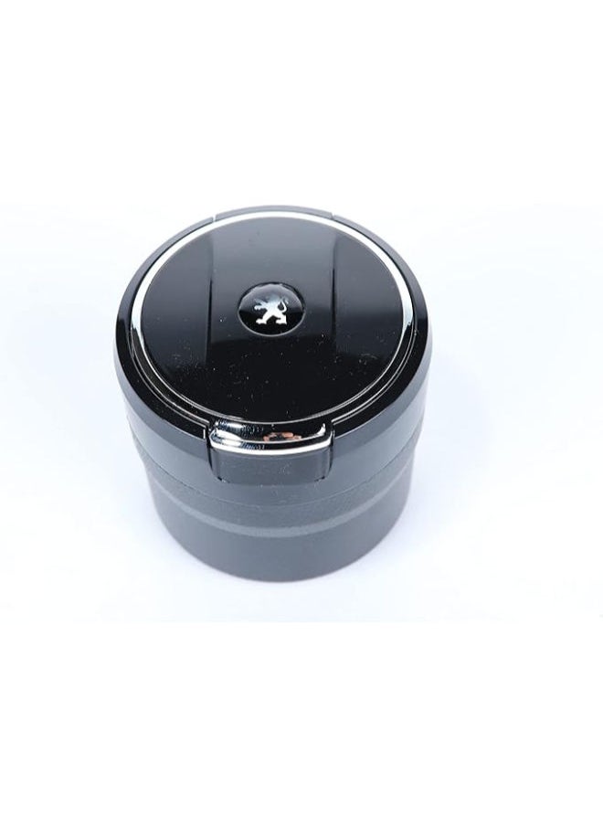 Generic Adjustable Smokeless Car Ashtray with Lid Smell Proof with LED Light with All,ceramic Interior, Cup holder size, Detachable and Portable, Peugeot, Black and Silver  - Image 1