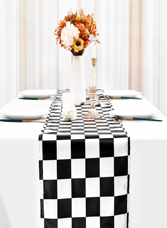 fani 15 Pack Checkered Table Runner Polyester Black and White Checkerboard Table Runner Classic Elegant Table Decor for Birthday Wedding Party Decorations Indoor Outdoor Events(12 x 108 Inch) - Image 4