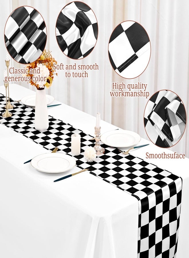 fani 15 Pack Checkered Table Runner Polyester Black and White Checkerboard Table Runner Classic Elegant Table Decor for Birthday Wedding Party Decorations Indoor Outdoor Events(12 x 108 Inch) - Image 3