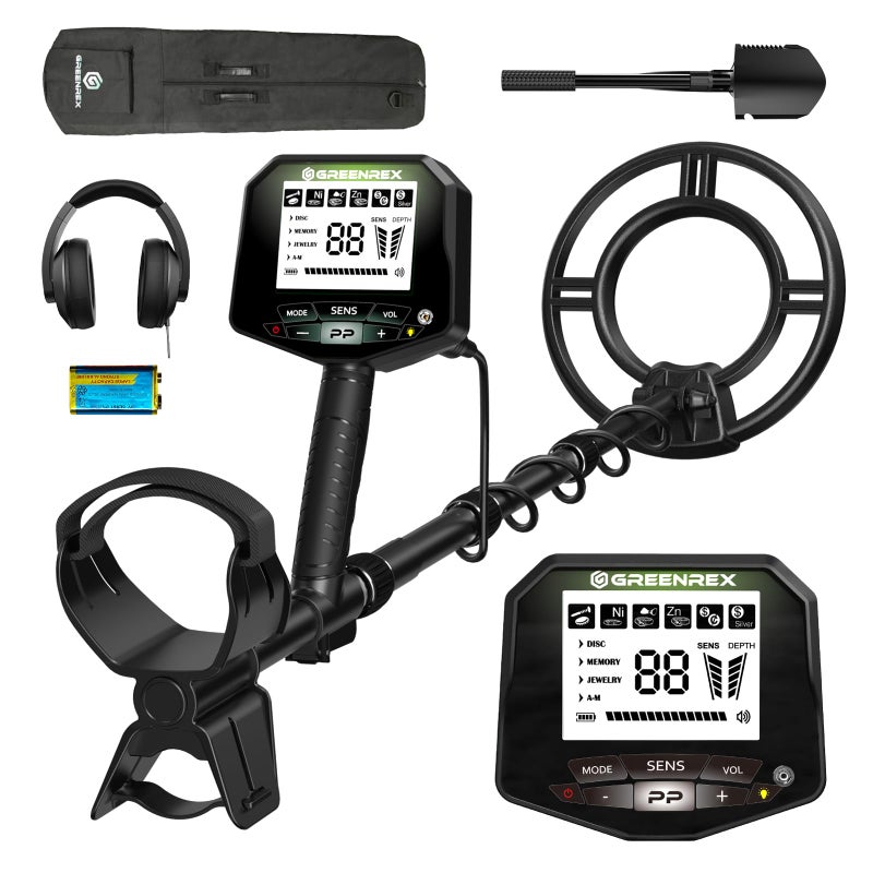 GreenRex Metal Detector for Adults Professional, Waterproof Pinpoint, High Accuracy Gold and Silver Detection, Underwater and Beach Use, 10'' IP68 Coil, Bigger LCD, New Advanced DSP Chip, Black - Image 1
