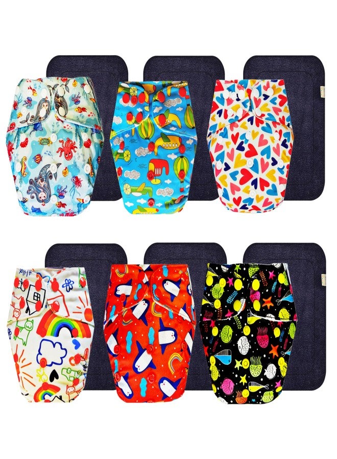حفاضات دمبلدو القماشية الممتازة مع حشوة سوداء (عبوة من 6 قطع) | مضادة للحساسية | مانعة للتسرب | سهلة التنظيف | موثوق بها من قبل الأمهات | من 3 أشهر إلى 3 سنوات | للجنسين - Image 1