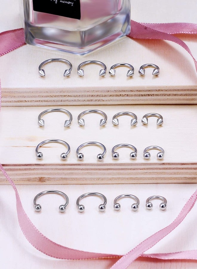 Ftovosyo 16PCS 16G Multiple Different Sizes Horseshoe Barbell Surgical Steel Nose Septum Rings Hoop Daith Earring Eyebrow Helix Vertical Lip Piercing Jewelry for Women Men - Image 5