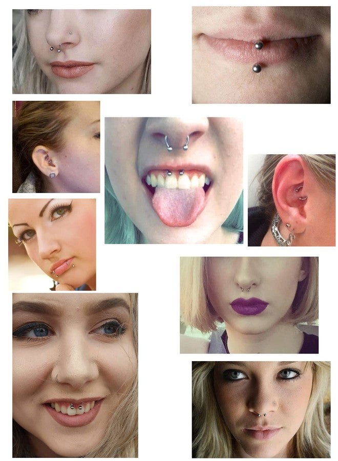 Ftovosyo 16PCS 16G Multiple Different Sizes Horseshoe Barbell Surgical Steel Nose Septum Rings Hoop Daith Earring Eyebrow Helix Vertical Lip Piercing Jewelry for Women Men - Image 4