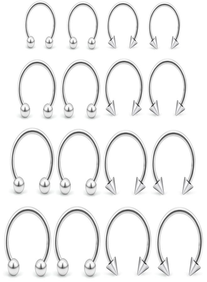 Ftovosyo 16PCS 16G Multiple Different Sizes Horseshoe Barbell Surgical Steel Nose Septum Rings Hoop Daith Earring Eyebrow Helix Vertical Lip Piercing Jewelry for Women Men - Image 1