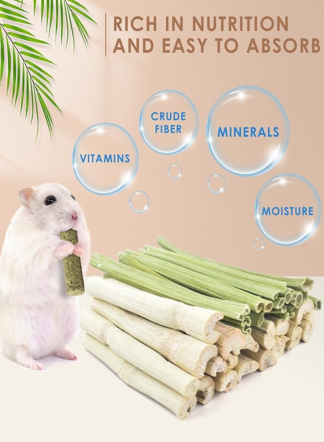 Bissap 80PCS Rabbit Chew Sticks, 40PCS Sweet Bamboo Chew Sticks & 40PCS Papaya Stems Bunny Chews for Rabbit Hamster Chinchilla Guinea Pig Small Animals Natural Molar Treats - Image 2
