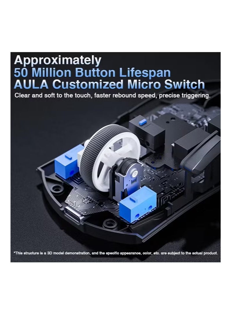 أولا ماوس ألعاب عالي الدقة AULA SC380 ثلاثي الأوضاع 59 جرامًا خفيف الوزن للغاية مع قاعدة شحن مغناطيسية RGB - Image 2