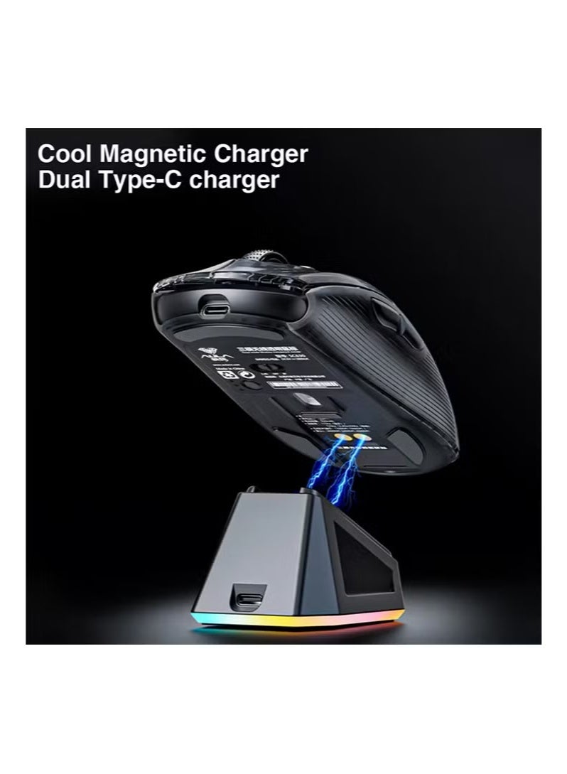 أولا ماوس ألعاب عالي الدقة AULA SC380 ثلاثي الأوضاع 59 جرامًا خفيف الوزن للغاية مع قاعدة شحن مغناطيسية RGB - Image 3