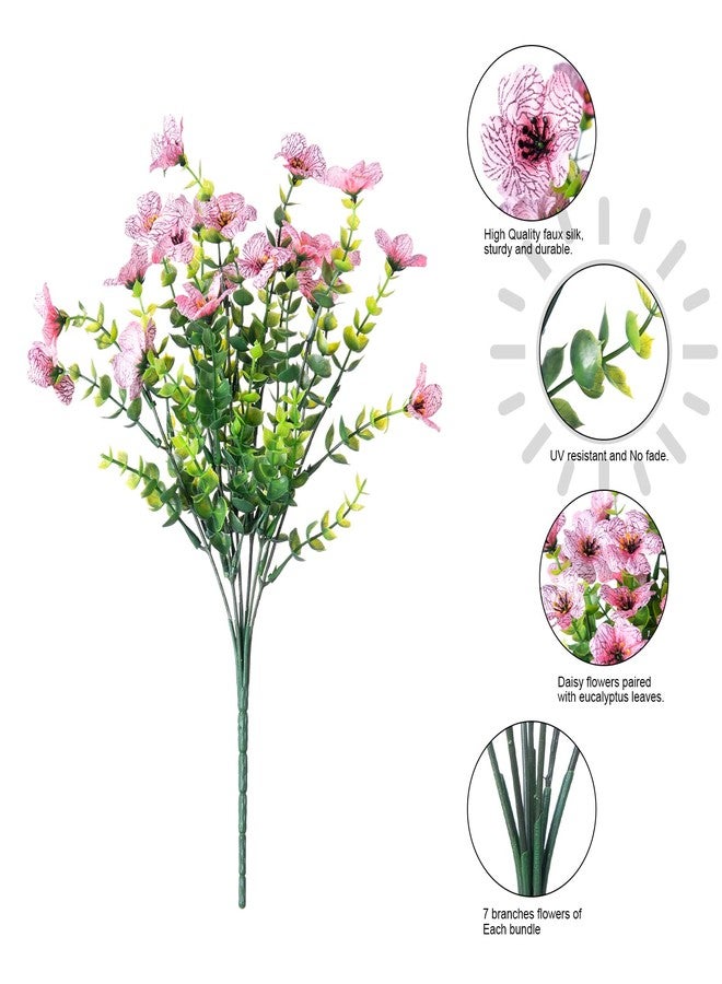 florisso Artificial Fake Plants Flowers for Outdoor Outside Summer Decoration, 12 Bundles Faux Silk Pink Daisy UV Sun Resistant Realistic for Porch Patio Home Window Box Yard Garden Planter - Image 3