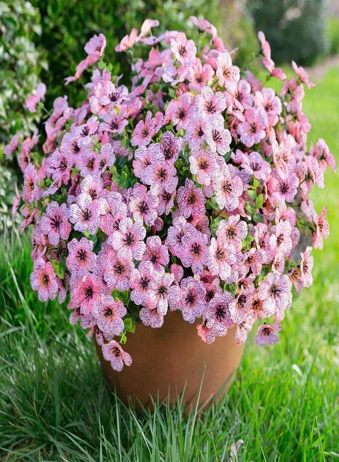 florisso Artificial Fake Plants Flowers for Outdoor Outside Summer Decoration, 12 Bundles Faux Silk Pink Daisy UV Sun Resistant Realistic for Porch Patio Home Window Box Yard Garden Planter - Image 2