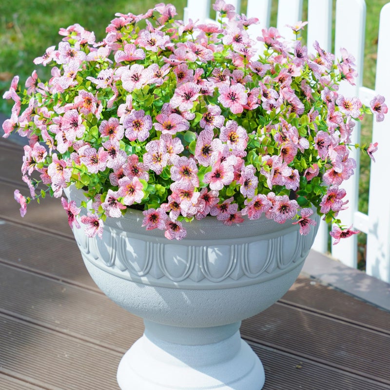 florisso Artificial Fake Plants Flowers for Outdoor Outside Summer Decoration, 12 Bundles Faux Silk Pink Daisy UV Sun Resistant Realistic for Porch Patio Home Window Box Yard Garden Planter - Image 1