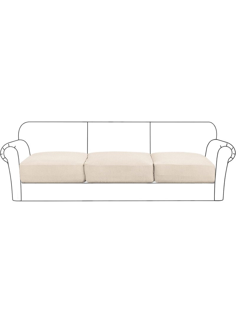 Flamingo P Flamingo P High Stretch Seat Cushion Cover Sofa Cushion Furniture Protector Sofa Slipcover Sofa Cover Flexibility with Elastic Bottom 3 Seat Cushion Cover XL Biscotti Beige 