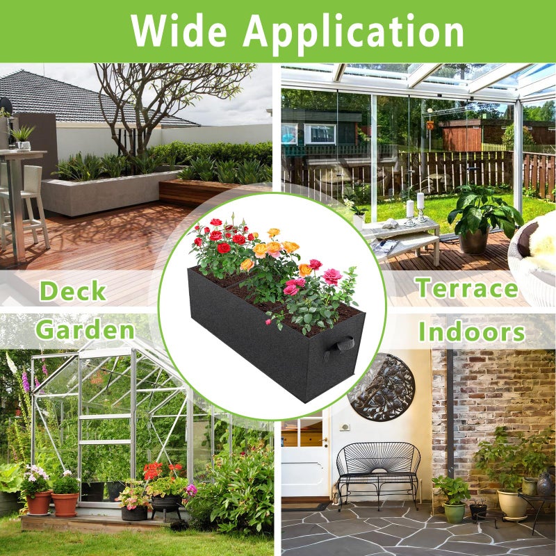 RGJ 3 Pack Fabric Raised Garden Bed, 22 Gallon 3x1x1 FT Garden Growing Bags with Handle, 3 Grids Breathable Garden Grow Bed Bag Grow Planter Bags Plant Bed for Planting Vegetables, Flowers and Herbs - Image 5