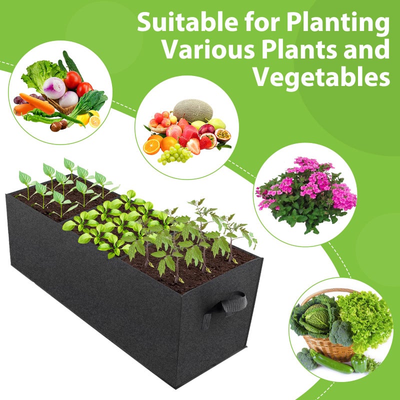 RGJ 3 Pack Fabric Raised Garden Bed, 22 Gallon 3x1x1 FT Garden Growing Bags with Handle, 3 Grids Breathable Garden Grow Bed Bag Grow Planter Bags Plant Bed for Planting Vegetables, Flowers and Herbs - Image 4
