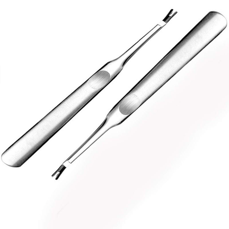 comfrt 2Pcs Stainless Steel Cuticle Pusher Gel Nail Polish Dead Skin Remover Nail Toenail Fork Pedicure Manicure Tools for Fingernails Toenails - Image 2