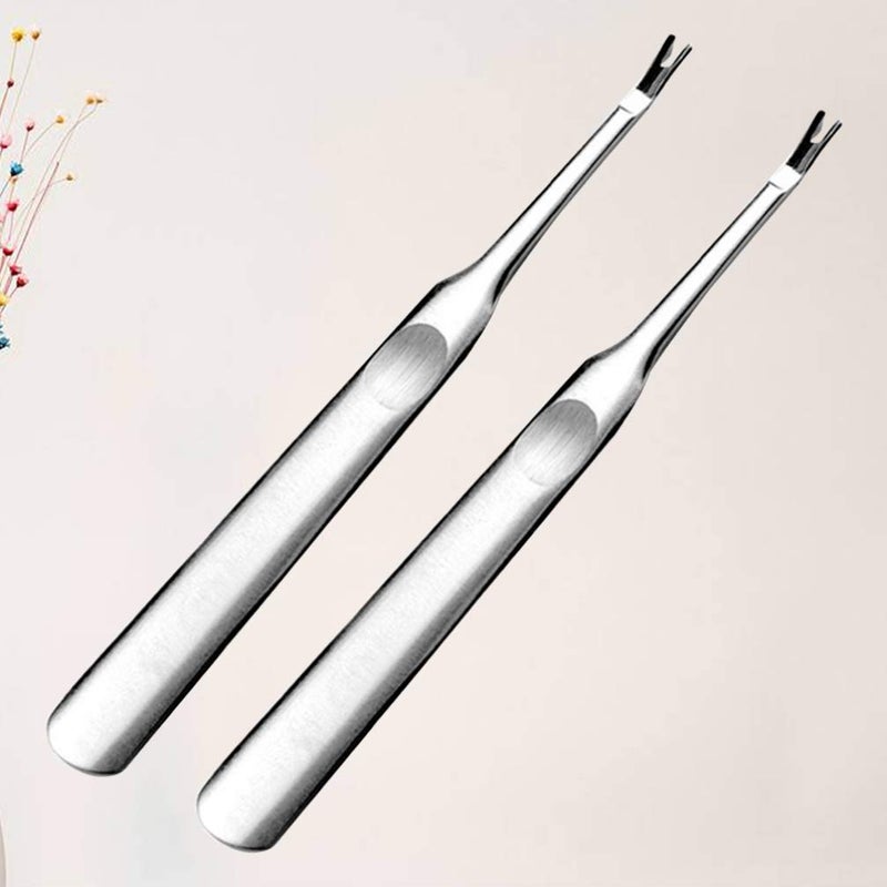 comfrt 2Pcs Stainless Steel Cuticle Pusher Gel Nail Polish Dead Skin Remover Nail Toenail Fork Pedicure Manicure Tools for Fingernails Toenails - Image 5