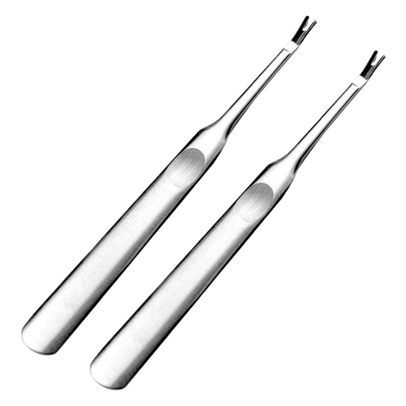 comfrt 2Pcs Stainless Steel Cuticle Pusher Gel Nail Polish Dead Skin Remover Nail Toenail Fork Pedicure Manicure Tools for Fingernails Toenails - Image 1