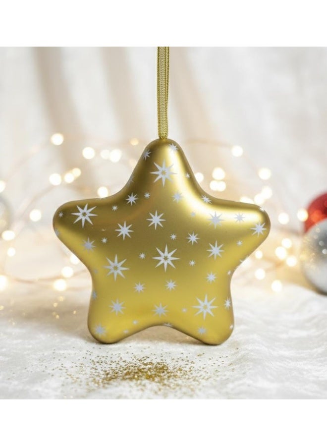 AKDC Gold Star-Shaped Hanging Candy Box 12 cm – Sparkling Christmas Tree Ornament & Festive Gift Holder - Image 1