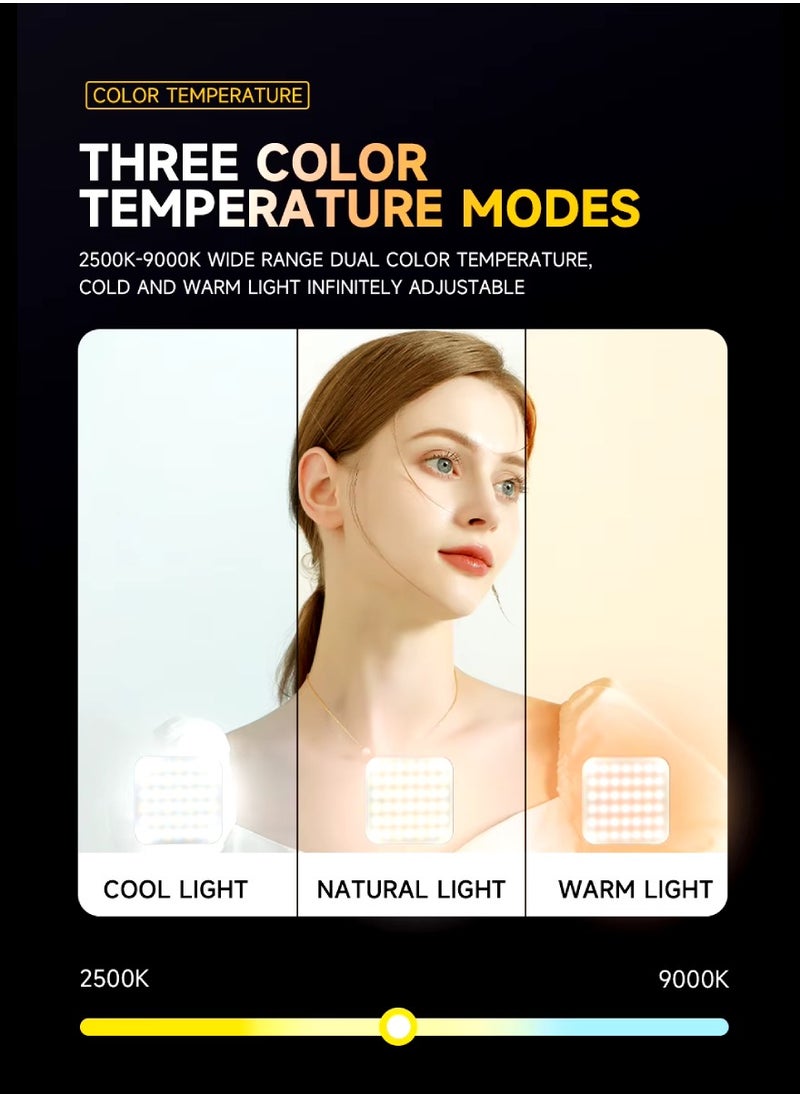 Digi Core D12 80 LED ضوء الفيديو LED ضوء الكاميرا 360 درجة إضاءة التصوير الفوتوغرافي المحمولة Type-C 2000mAh بطارية قابلة للشحن CRI 95+ 2500-9000K مع 3 أوضاع قابلة للتعديل على ضوء الكاميرا  - Image 4