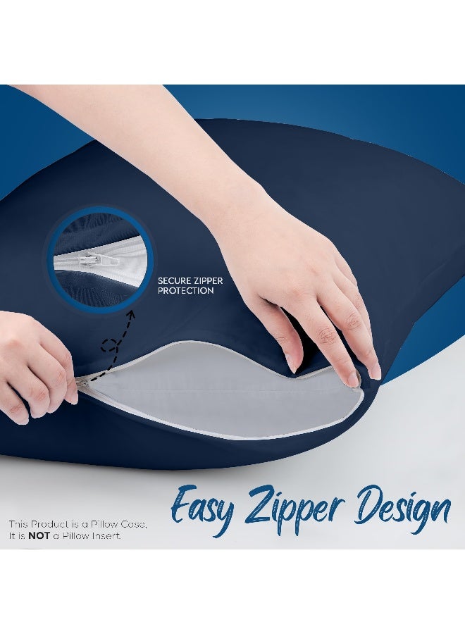 Utopia Bedding Zippered Waterproof Throw Pillow Protectors (No Pillow Inserts), European (Pack of 4, Navy), Bed Bug Proof Decorative Pillow Encasement Covers for Outdoors, Bed, Couch 26 x 26 inches - Image 4