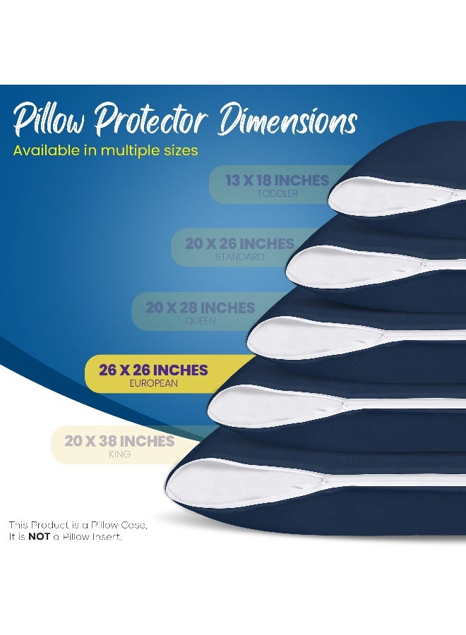 Utopia Bedding Zippered Waterproof Throw Pillow Protectors (No Pillow Inserts), European (Pack of 4, Navy), Bed Bug Proof Decorative Pillow Encasement Covers for Outdoors, Bed, Couch 26 x 26 inches - Image 2