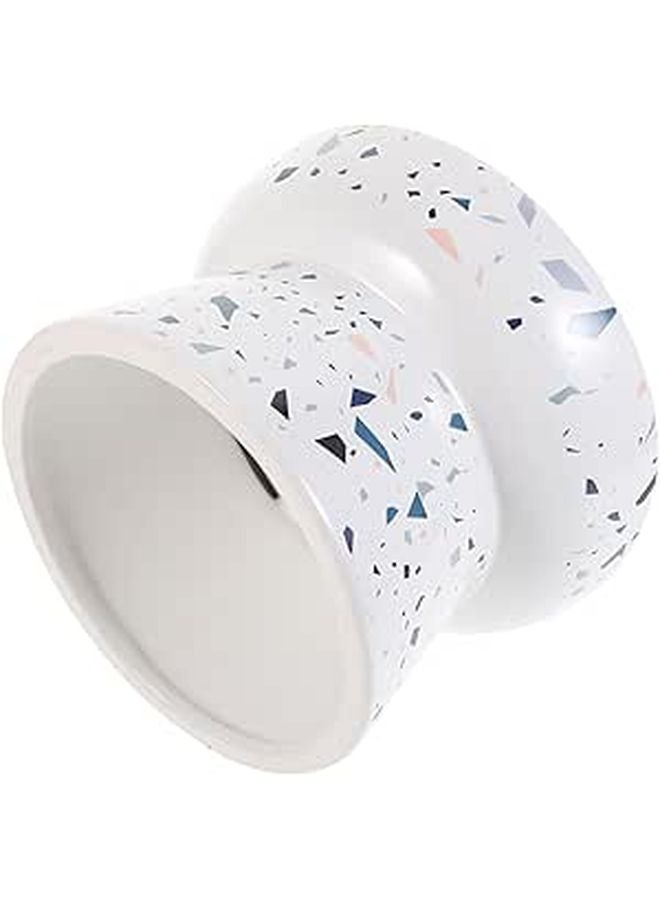 Raised Ceramic Cat Food Bowl With Neck Protection Marble White Large For Cats And Small Dogs - Image 1