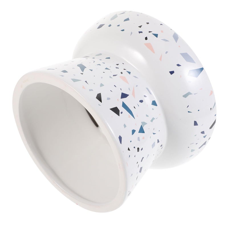 Raised Ceramic Cat Food Bowl With Neck Protection Marble White Large For Cats And Small Dogs - Image 2