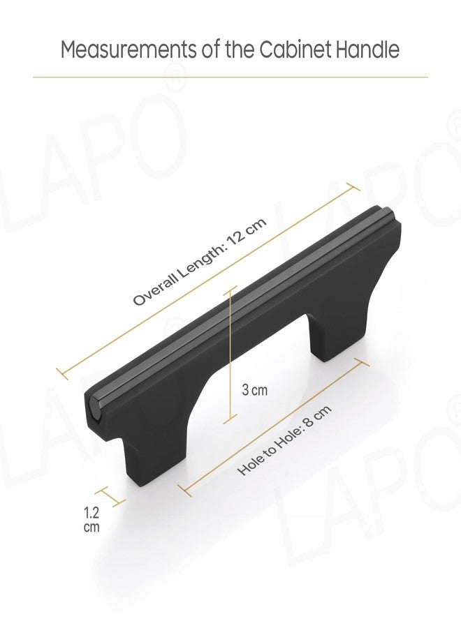 LAPO 5 Inch Drawer Handles for Kitchen, Handles for Window Drawer, Black-Glossy Finish Cabinet Pulls for Pooja Mandir, Wardrobe (Pack of 6) - Image 2