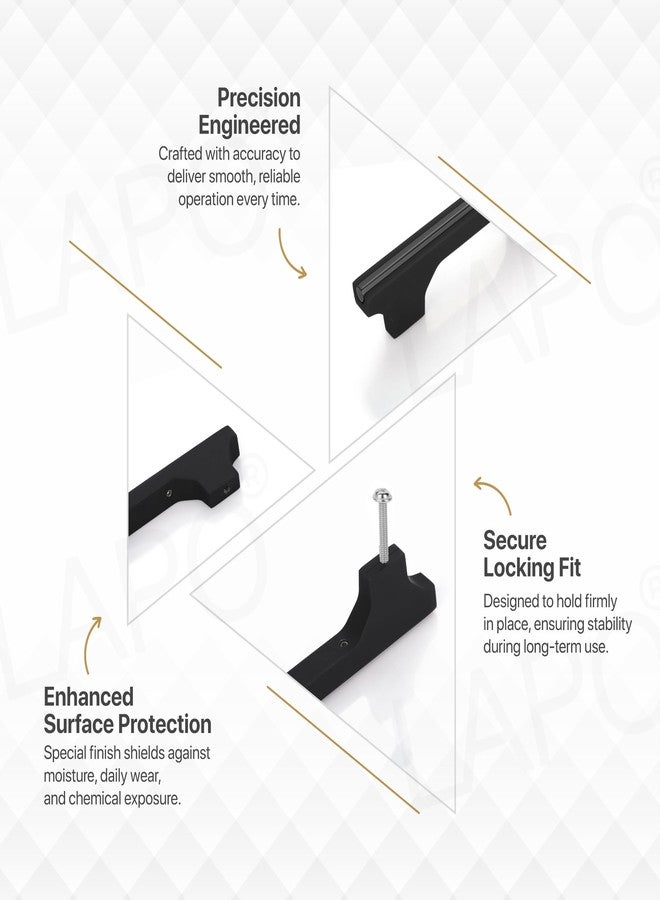 LAPO 5 Inch Drawer Handles for Kitchen, Handles for Window Drawer, Black-Glossy Finish Cabinet Pulls for Pooja Mandir, Wardrobe (Pack of 6) - Image 4