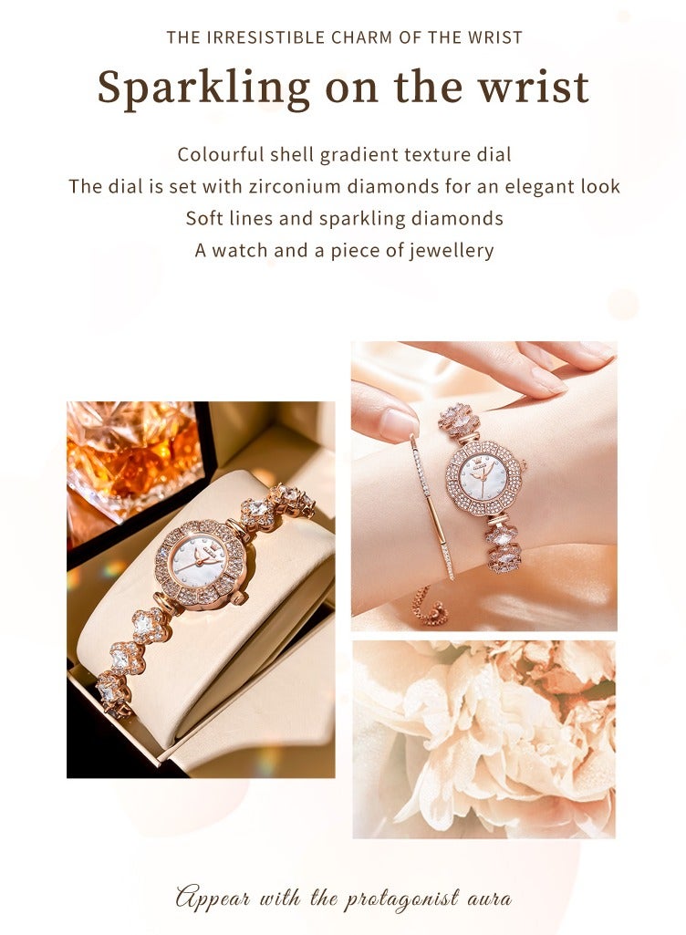 OLEVS Elegant Women's Watch, Sparkling Diamond Embedded Stainless Steel Strap, Petal Dial Design, High Hardness Coated Crystal, Waterproof and Wear Resistant, Chic and Versatile - Image 2