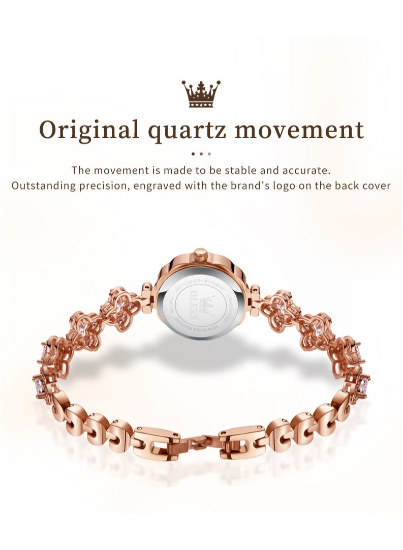 OLEVS Elegant Women's Watch, Sparkling Diamond Embedded Stainless Steel Strap, Petal Dial Design, High Hardness Coated Crystal, Waterproof and Wear Resistant, Chic and Versatile - Image 4